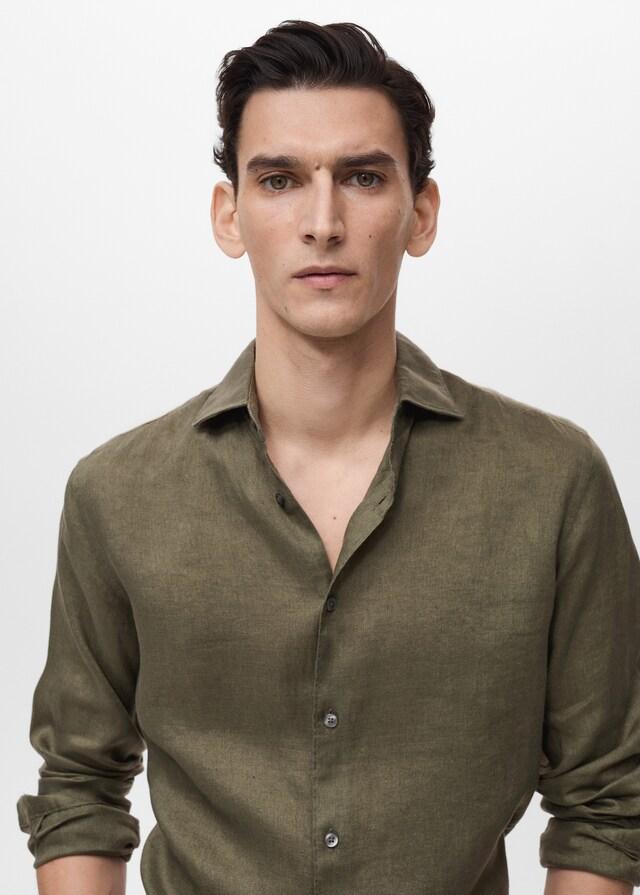 Mango Slim Fit-Hemd aus 100 % Leinen Neueste Stile