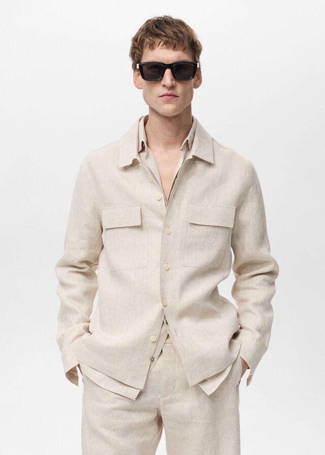 Mango Overshirt mit Taschen aus 100 % Leinen Zeitbegrenzte Promotion