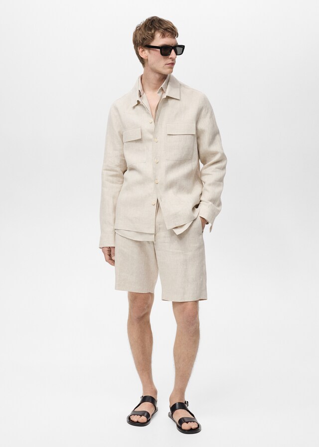 Mango Overshirt mit Taschen aus 100 % Leinen Zeitbegrenzte Promotion