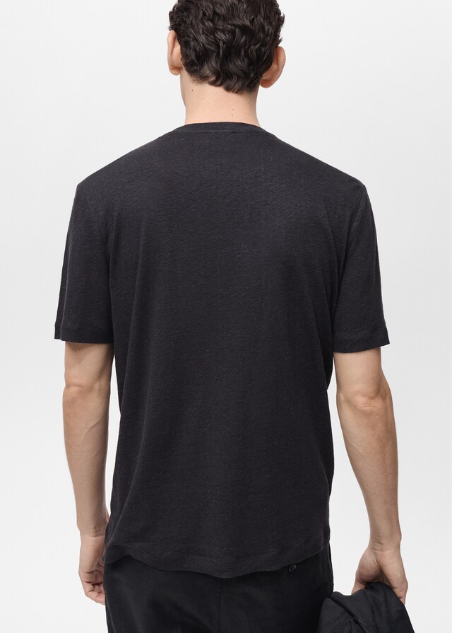 Mango Slim-Fit-T-Shirt aus Leinen Sonderangebot der Fabrik