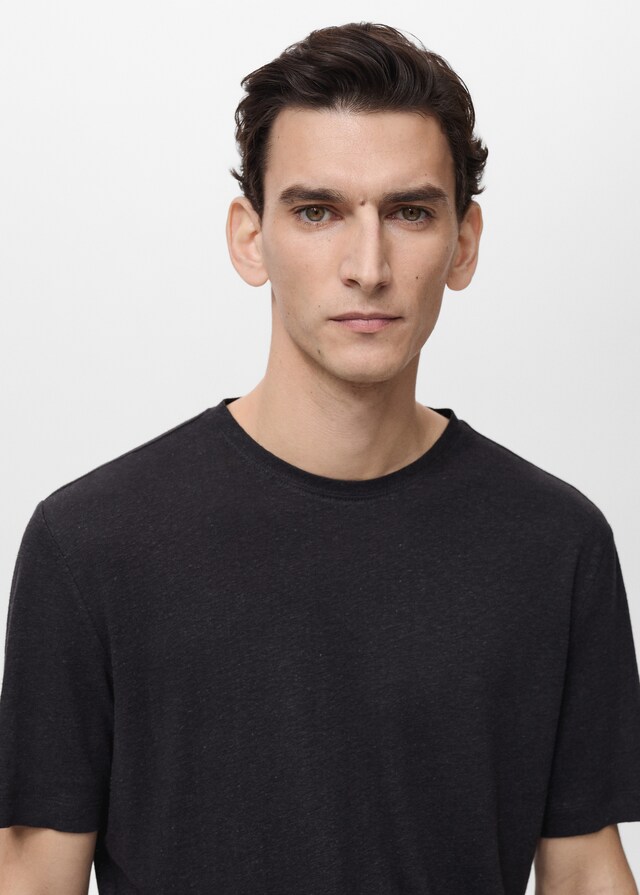 Mango Slim-Fit-T-Shirt aus Leinen Sonderangebot der Fabrik