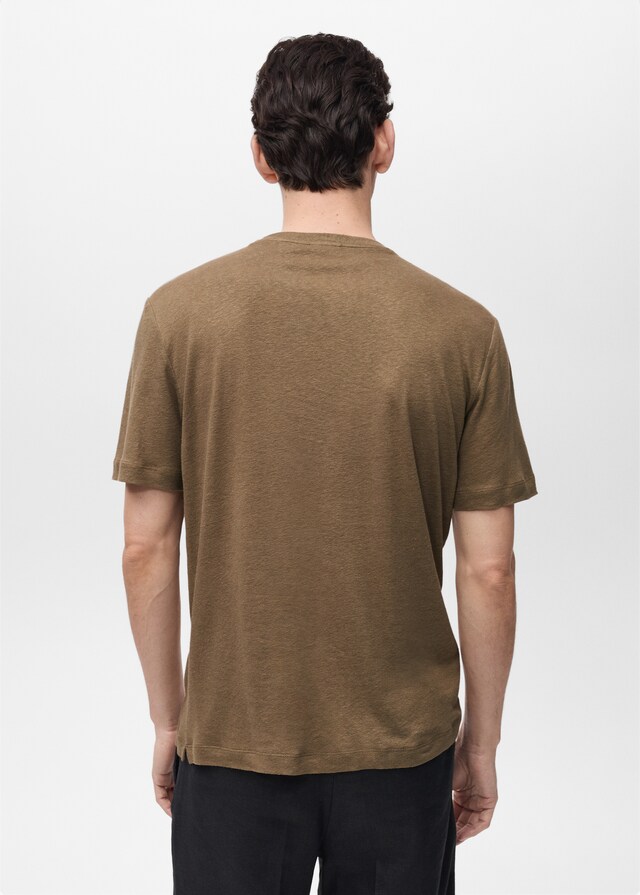 Mango Slim-Fit-T-Shirt aus Leinen Vierteljährliche Förderung
