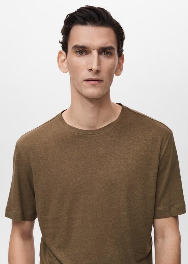 Mango Slim-Fit-T-Shirt aus Leinen Vierteljährliche Förderung