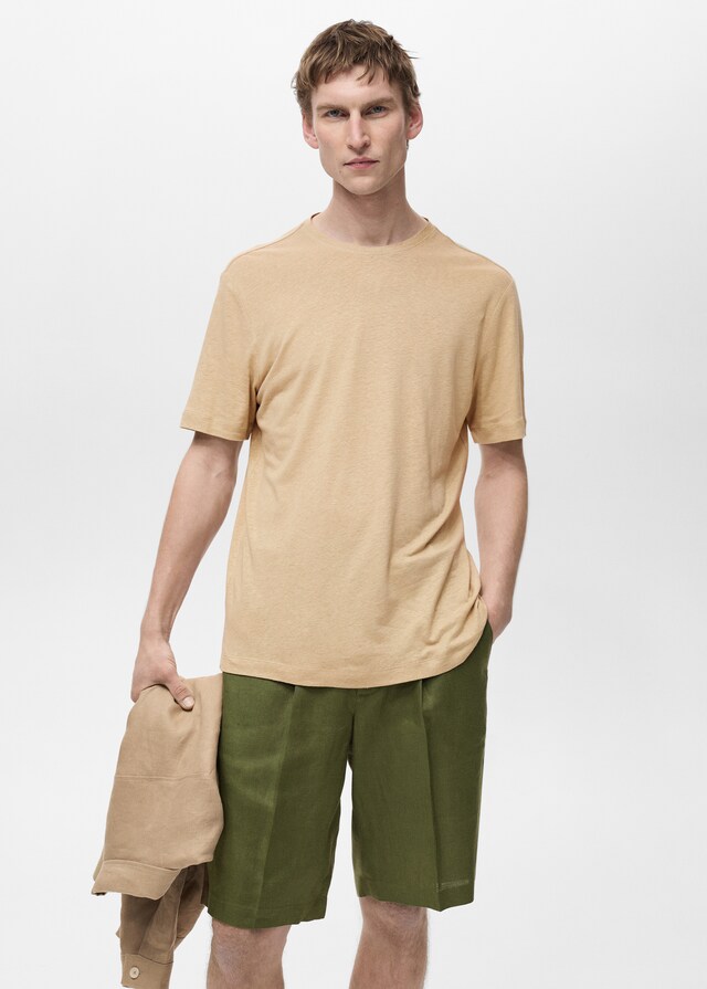Mango Slim-Fit-T-Shirt aus Leinen