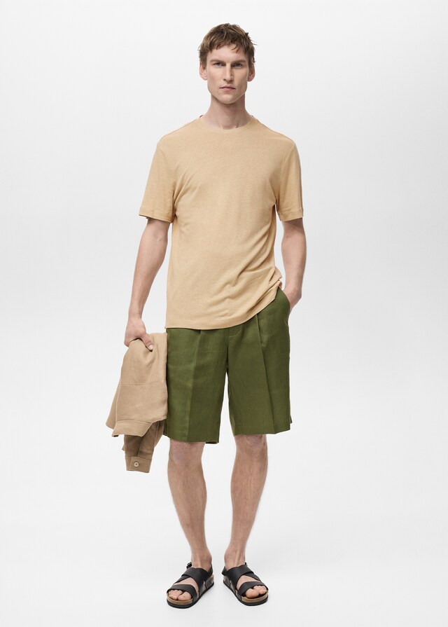Mango Slim-Fit-T-Shirt aus Leinen Bis zu 55% Rabatt