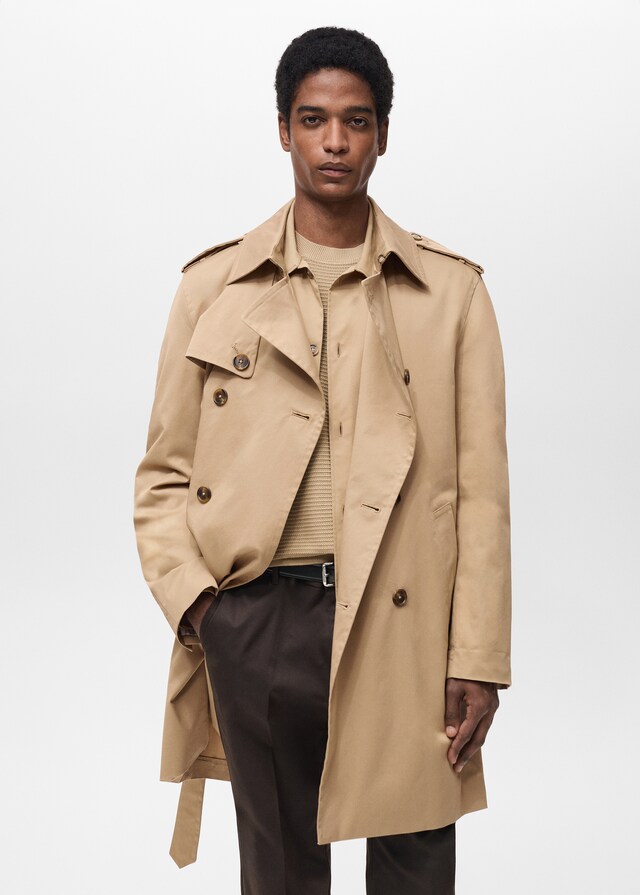 Mango Wasserabweisender Trenchcoat mit Gürtel Nur noch ein Tag übrig
