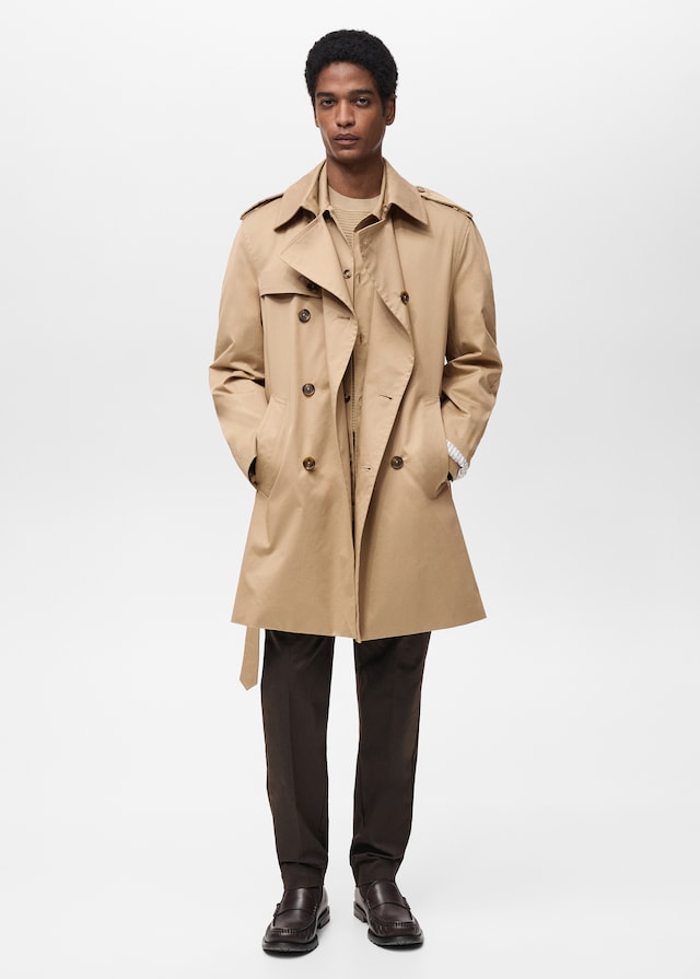 Mango Wasserabweisender Trenchcoat mit Gürtel Nur noch ein Tag übrig