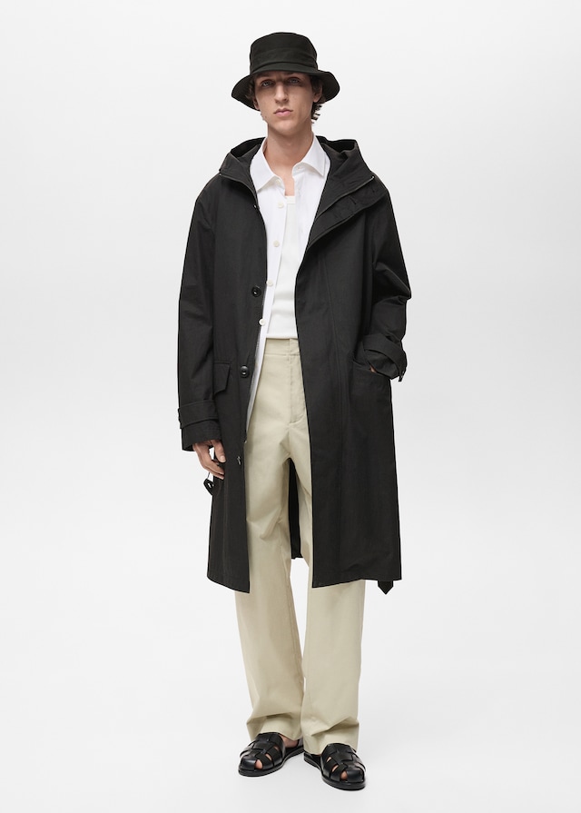 Mango Trenchcoat mit Gürtel und Kapuze Kostenloser Versand international