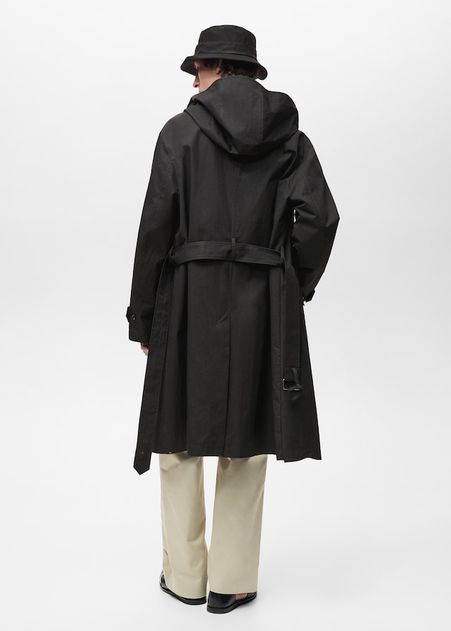 Mango Trenchcoat mit Gürtel und Kapuze Kostenloser Versand international