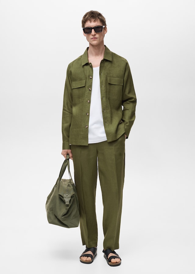 Mango Overshirt mit Taschen aus 100 % Leinen Begrenzt auf 3 Tage
