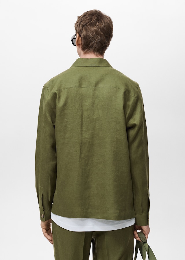 Mango Overshirt mit Taschen aus 100 % Leinen Begrenzt auf 3 Tage