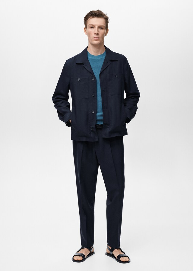 Mango Overshirt aus Lyocell-/Leinengemisch mit Taschen Speichern exportieren