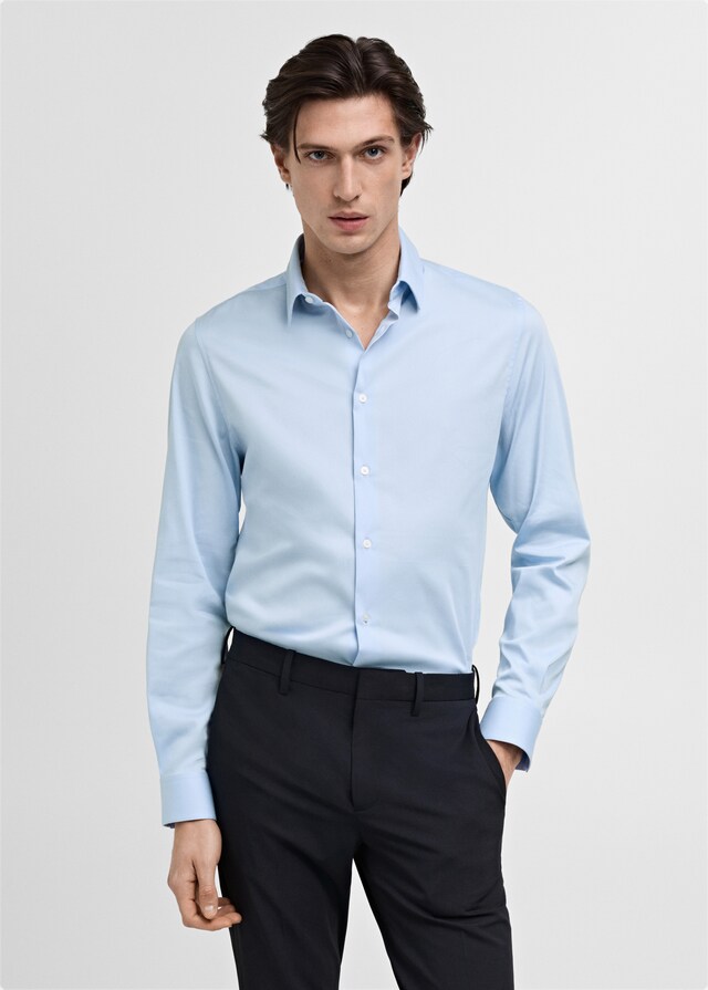 Mango Slim Fit-Anzugshemd aus Baumwolle