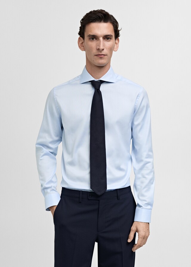 Mango Slim Fit-Oberhemd aus Baumwoll-Popeline