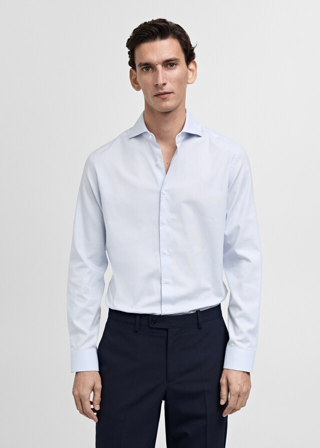 Mango Slim Fit-Oberhemd aus Twill mit Mikroprint