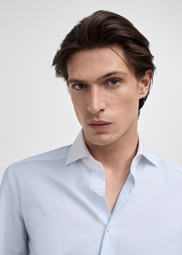 Mango Gestreiftes Oberhemd mit Kontrastkragen Discount Store für neue Produkte