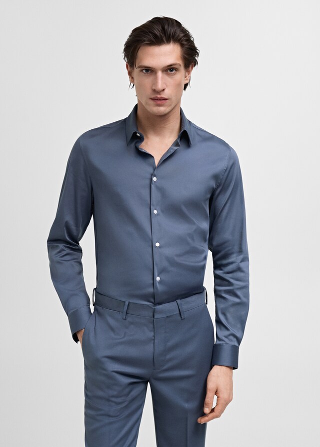 Mango Super Slim Fit-Anzugshemd aus Baumwoll-Stretch Super Rabatt