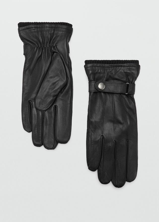 Mango Handschuhe aus 100 % Leder mit verstellbarem Riemen und Knöpfen Großer Ausverkauf
