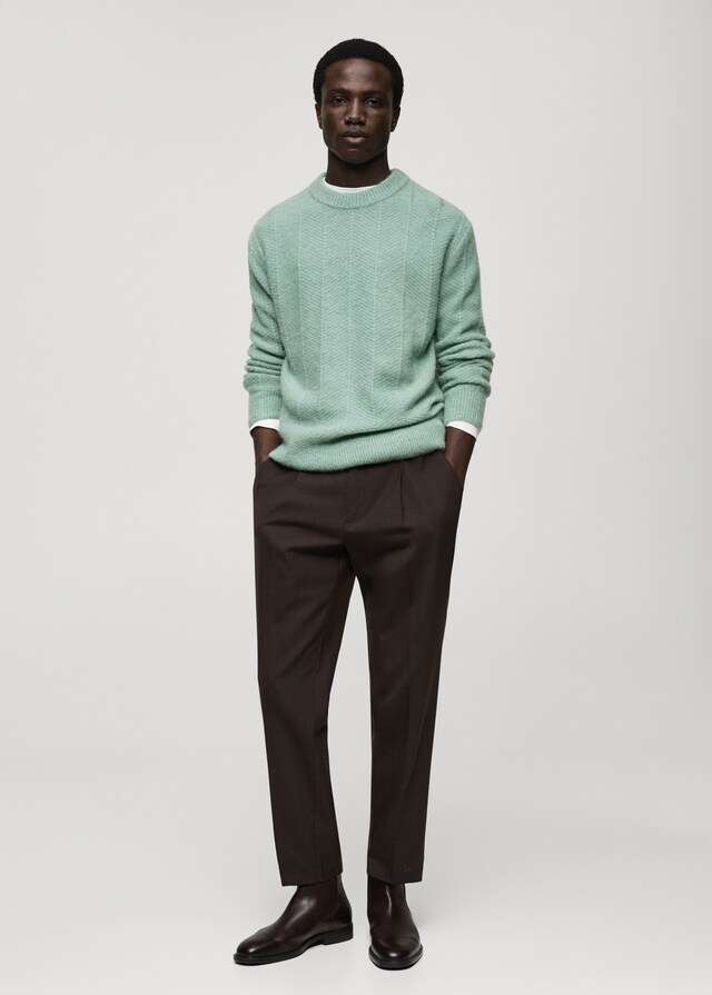 Mango Strukturierter Strickpullover Sonderangebot der Fabrik