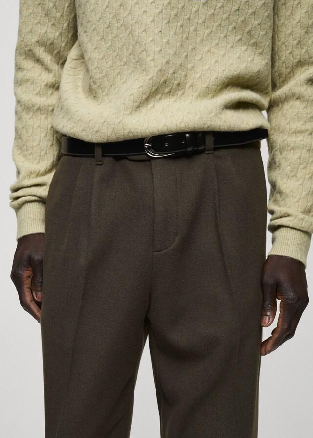 Mango Bundfaltenhose aus Wollflanell Riesige Rabatte