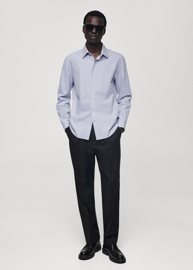Mango Slim Fit-Baumwollhemd mit Nadelstreifenmuster 2025