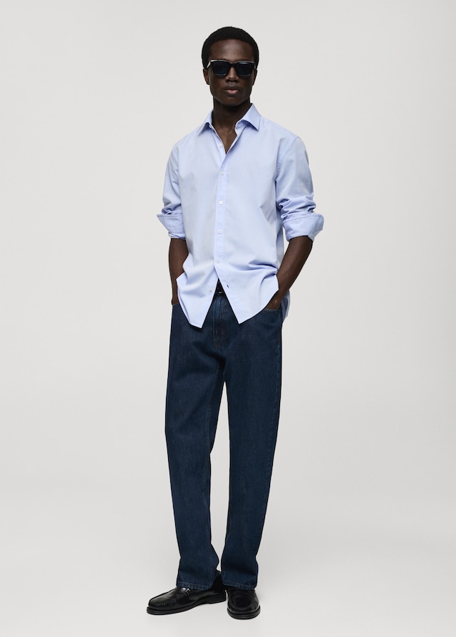 Mango Regular Fit-Hemd aus Fil-à-Fil-Baumwolle Auslauf