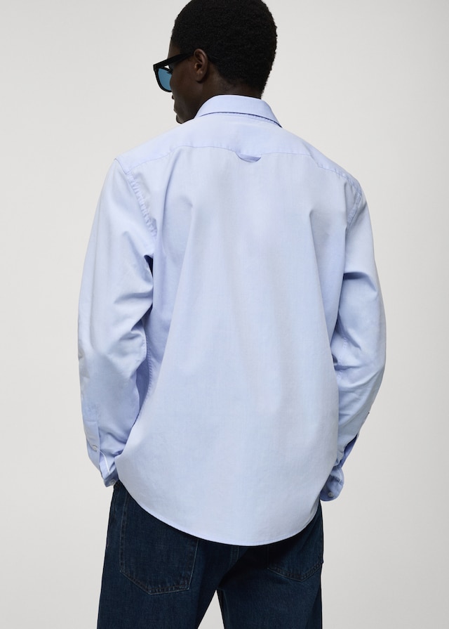 Mango Regular Fit-Hemd aus Fil-à-Fil-Baumwolle Auslauf