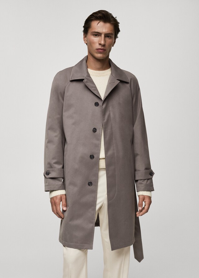 Mango Trenchcoat mit Gürtel und mattiertem Finish