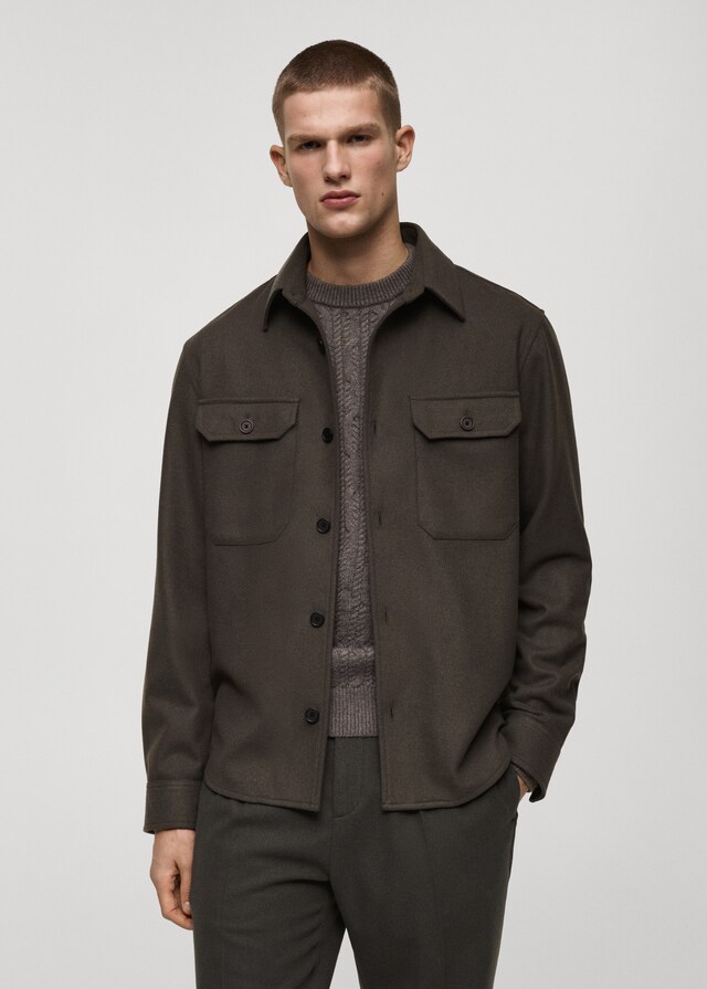 Mango Flanell-Overshirt aus Wollgemisch
