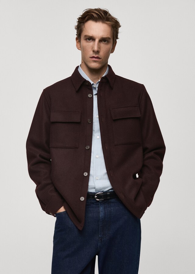 Mango Wollflanell-Overshirt mit Taschen