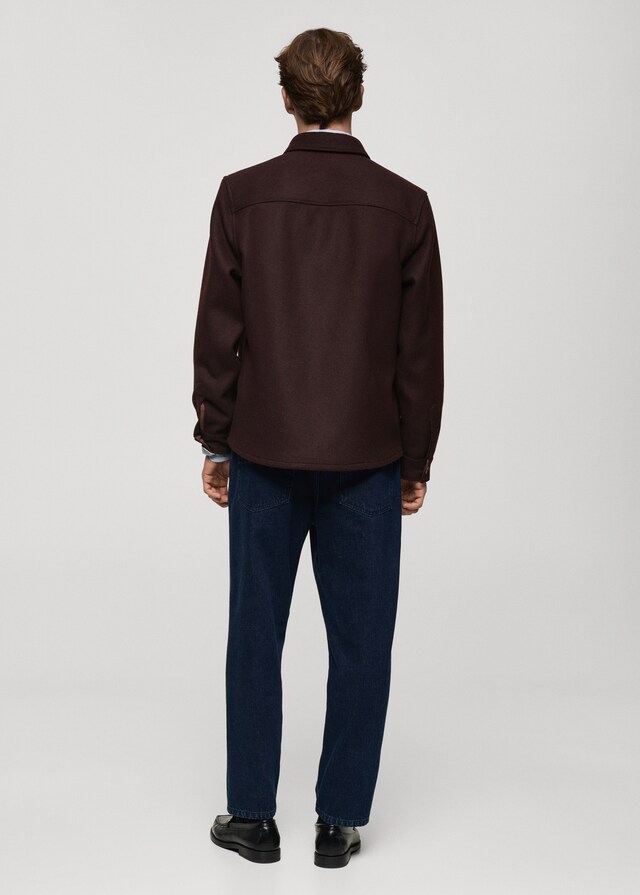 Mango Wollflanell-Overshirt mit Taschen Großer Ausverkauf
