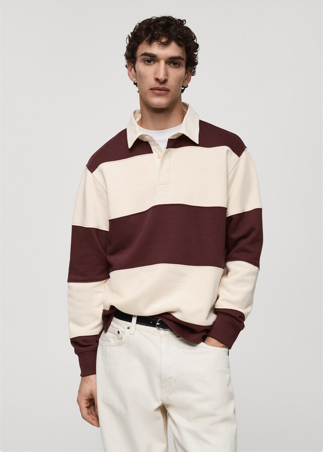 Mango Gestreiftes Polo-Sweatshirt aus Baumwolle