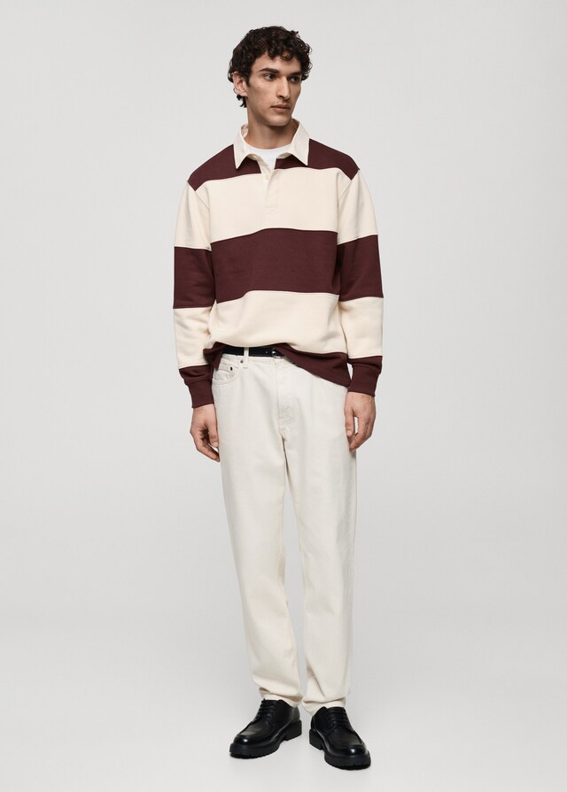 Mango Gestreiftes Polo-Sweatshirt aus Baumwolle Weihnachtsangebot