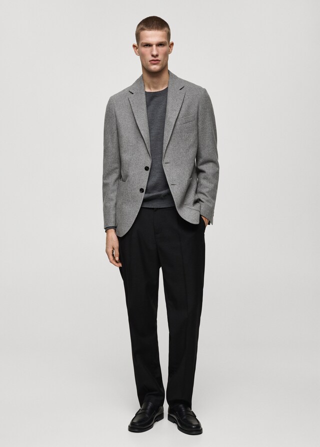 Mango Slim Fit-Wollblazer mit Hahnentrittmuster Heißer Verkauf