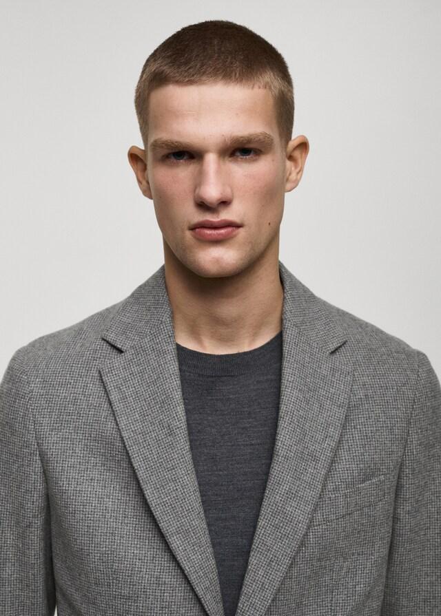 Mango Slim Fit-Wollblazer mit Hahnentrittmuster Heißer Verkauf