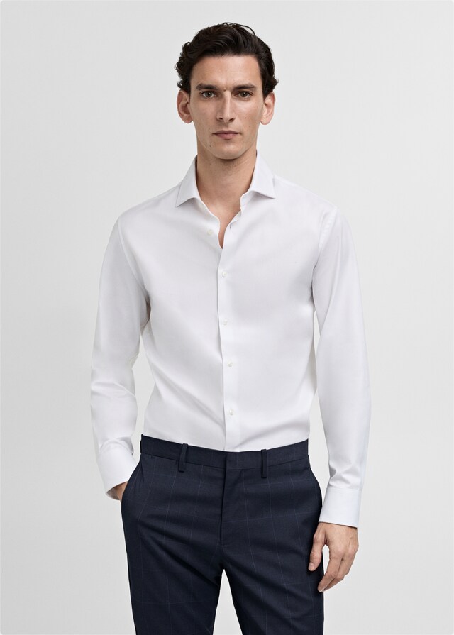 Mango Slim Fit-Anzughemd aus 100 % Baumwolle Räumungsverkauf