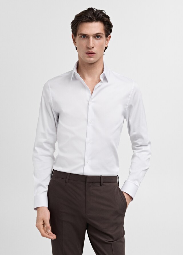 Mango Slim Fit-Anzugshemd aus Baumwolle