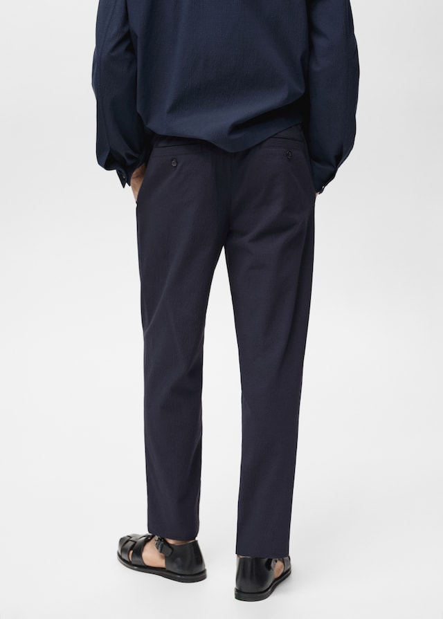Mango Seersucker-Baumwollhose Super Sparpreis