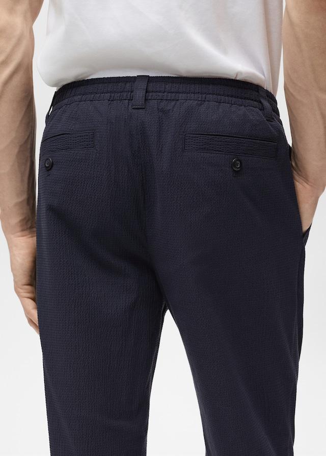 Mango Seersucker-Baumwollhose Super Sparpreis