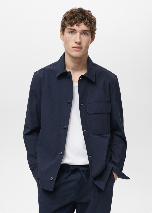 Mango Jacke aus Baumwoll-Seersucker