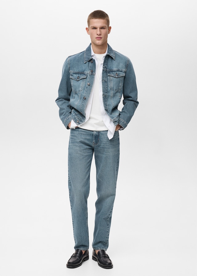 Mango Jeansjacke in Used-Optik Kostenlose Rückgabe