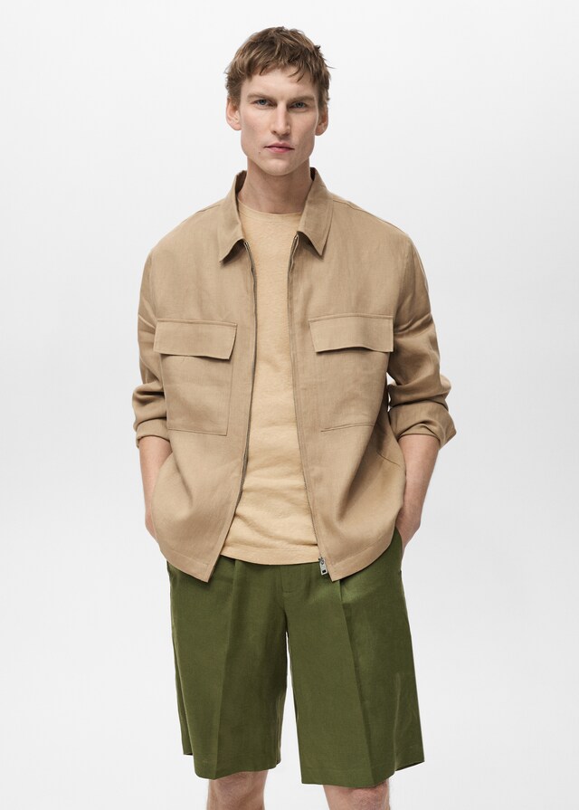 Mango Jacke aus 100 % Leinen mit Taschen