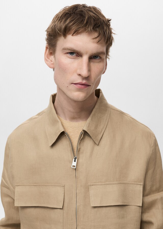 Mango Jacke aus 100 % Leinen mit Taschen Letzte 2 Tage