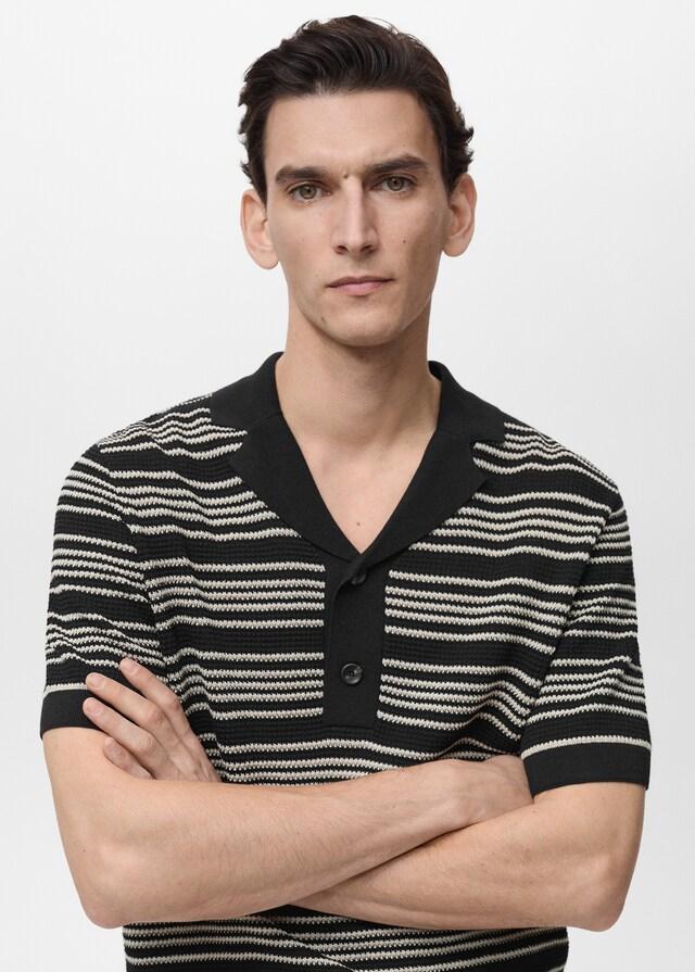 Mango Gestricktes Polo mit Streifen Letzter Tag