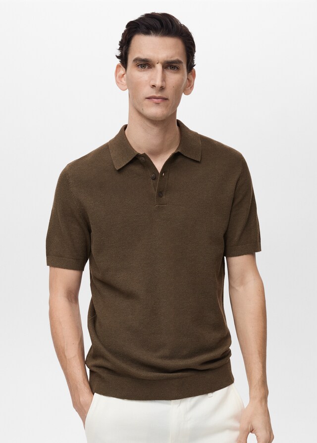 Mango Slim-Fit-Strick-T-Shirt mit Struktur