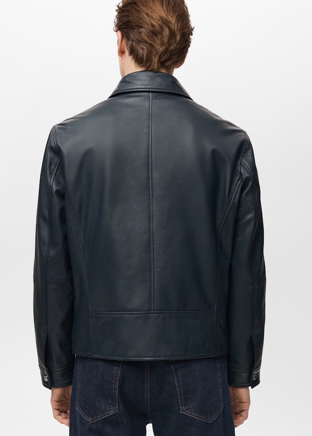 Mango Nappaleder-Jacke mit Taschen Discount Store für neue Produkte