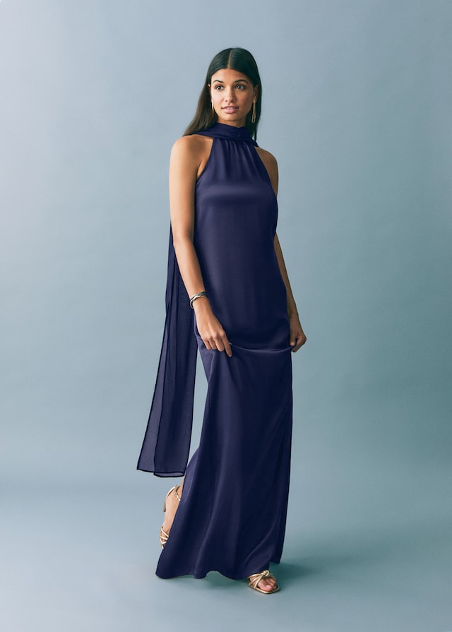 Mango Satiniertes Neckholderkleid Outlet