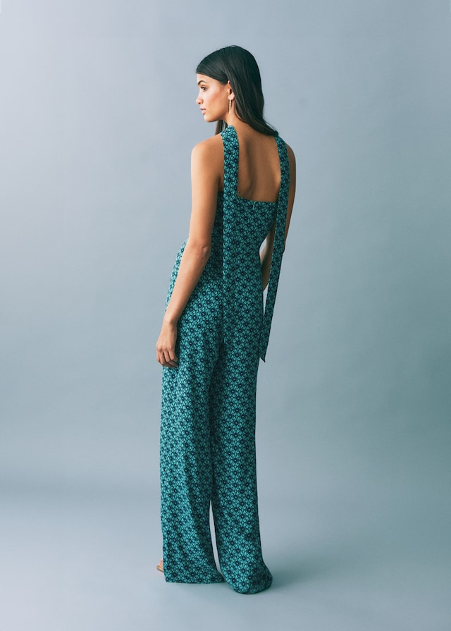 Mango Gemusterter Jumpsuit mit Schleife Auslauf