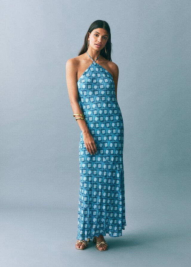 Mango Kleid mit Halfterkragen im Angebot