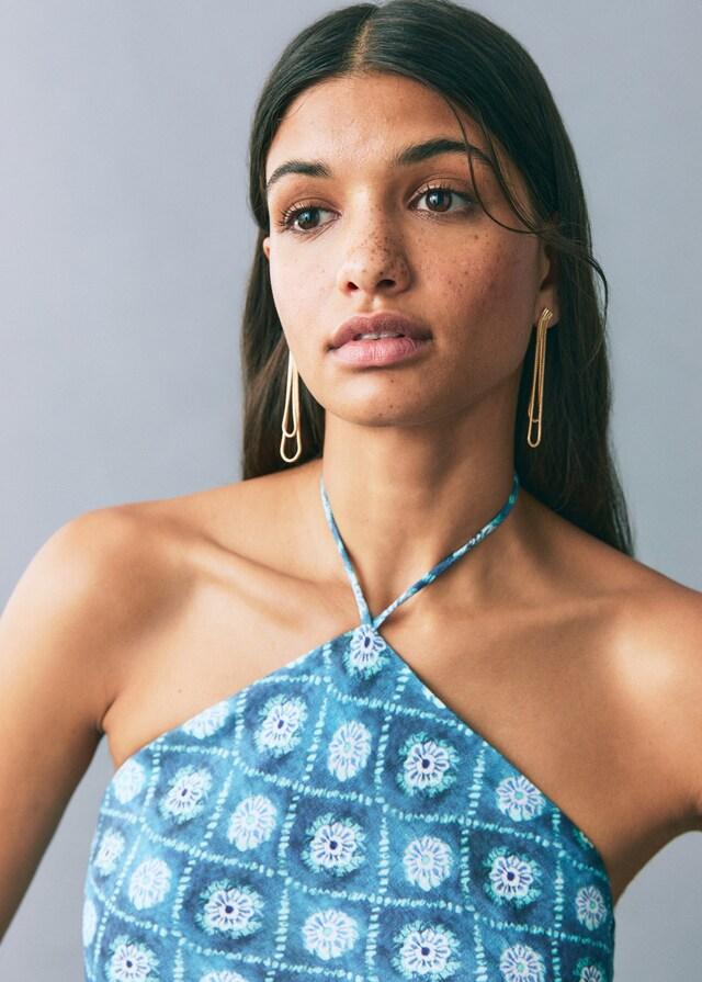 Mango Kleid mit Halfterkragen im Angebot